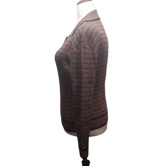 Brown Collared Knit Cardigan XL – Academia Style, Button-Up, Cozy Ribbed Texture - Picture 4 of 9